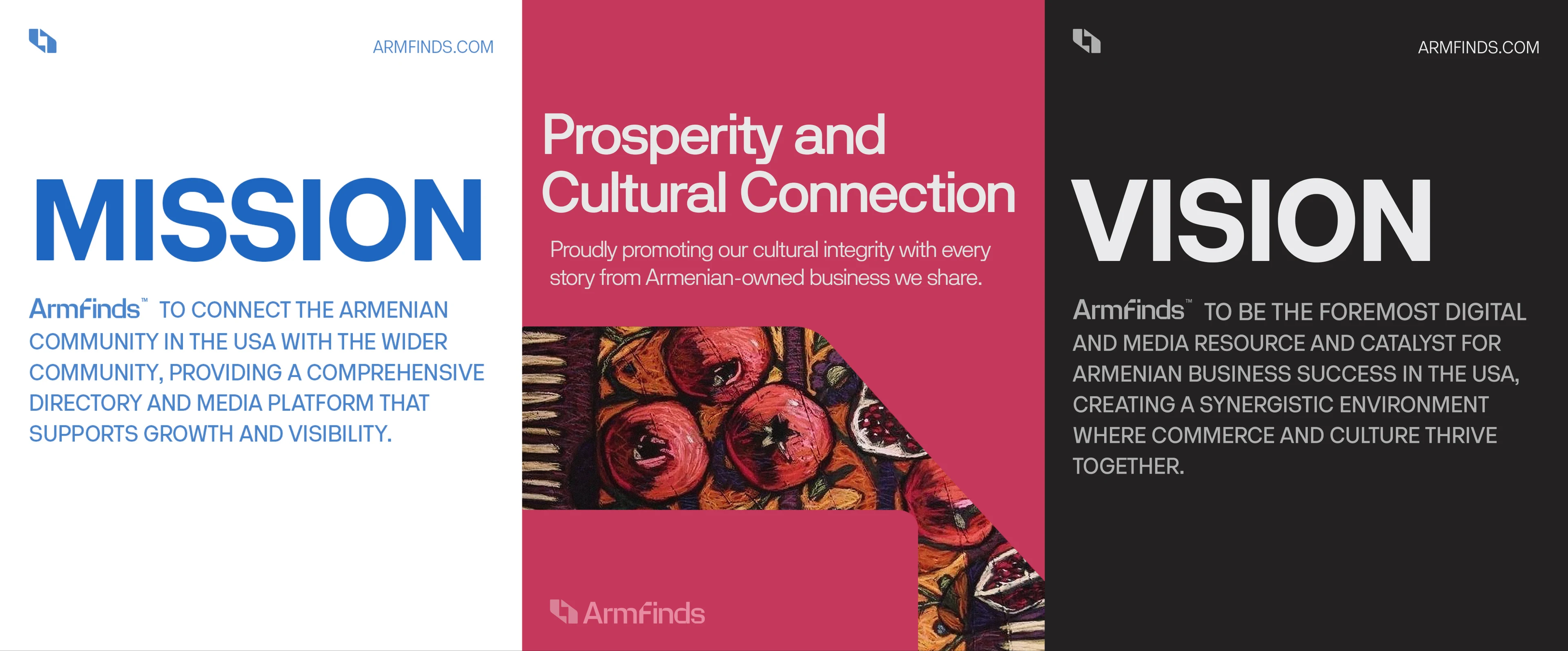Armfinds — mission, cultural connection and vision cards