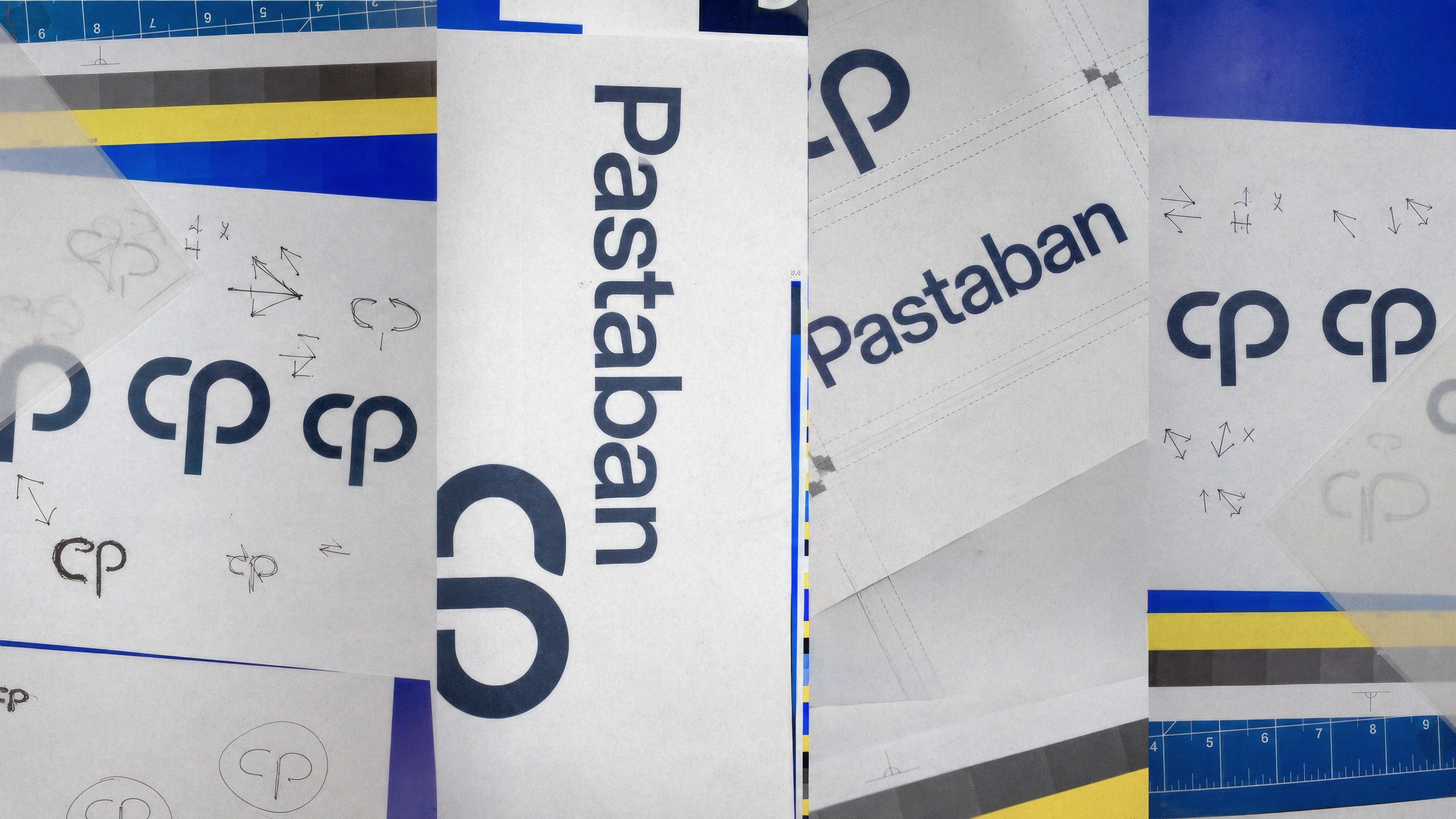 Pastaban — logotype sketches and prints